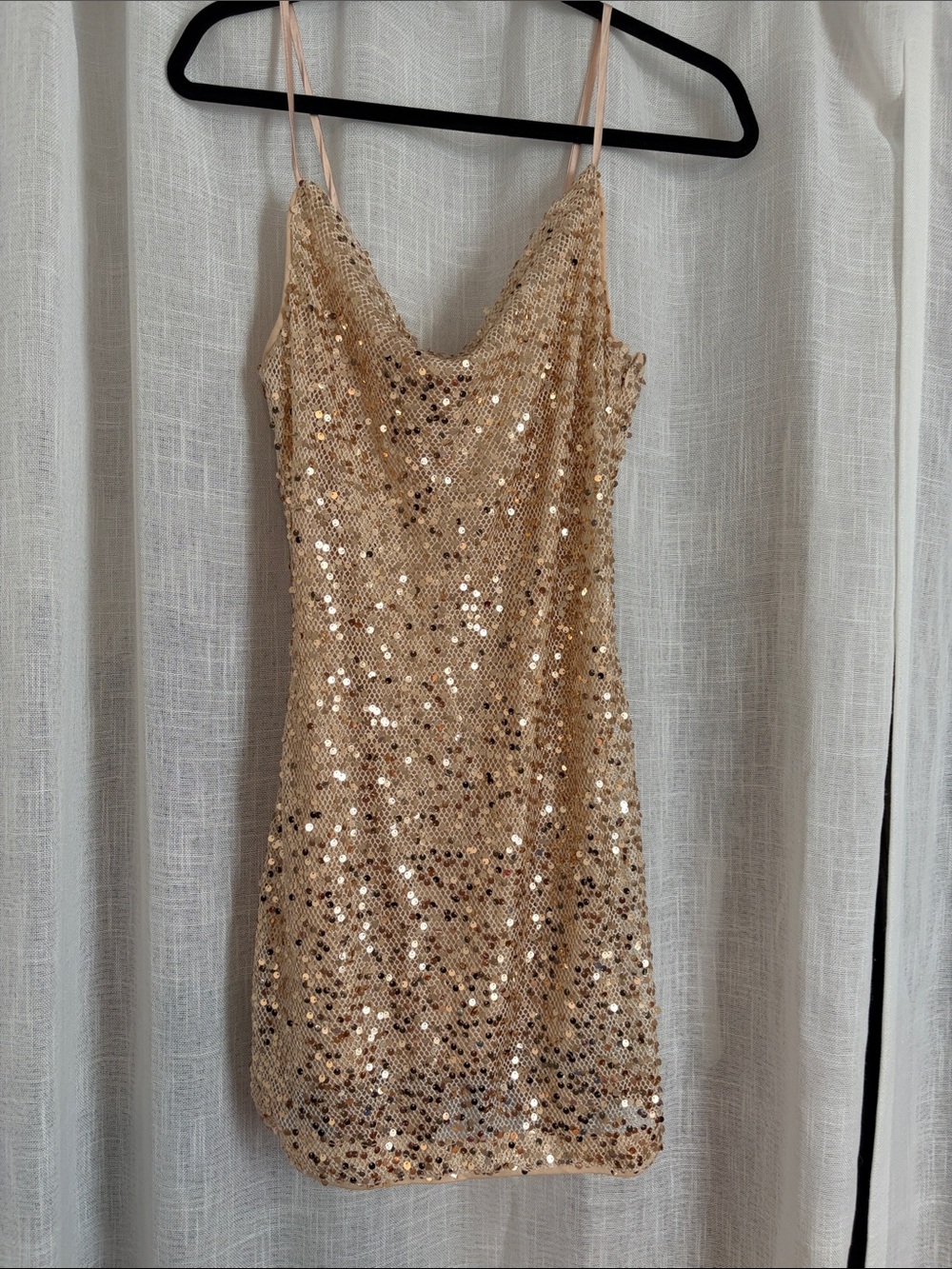 12th Tribe Gold Sequin Mini Slip Dress